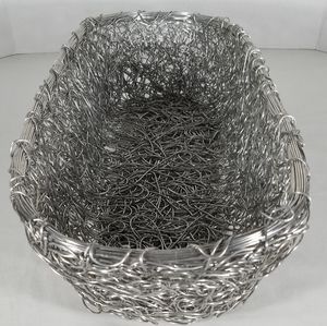 Silver Oblong Twist Wire Mesh Basket